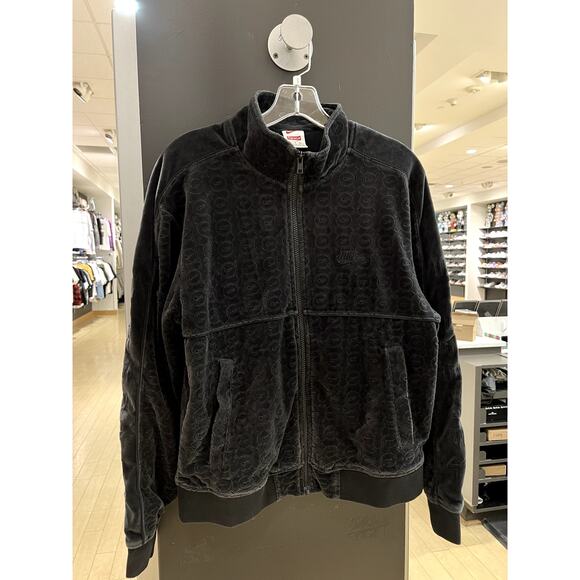 Supreme x Nike Velour All Over Swoosh Full Zip Track Jacket Black Velvet SS21 - Picture 2 of 7
